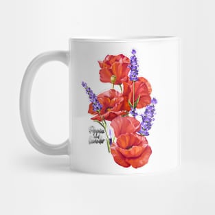 Vintage Poppies and lavender-Spring wildflowers -Poppies and lavender-Spring flower Mug